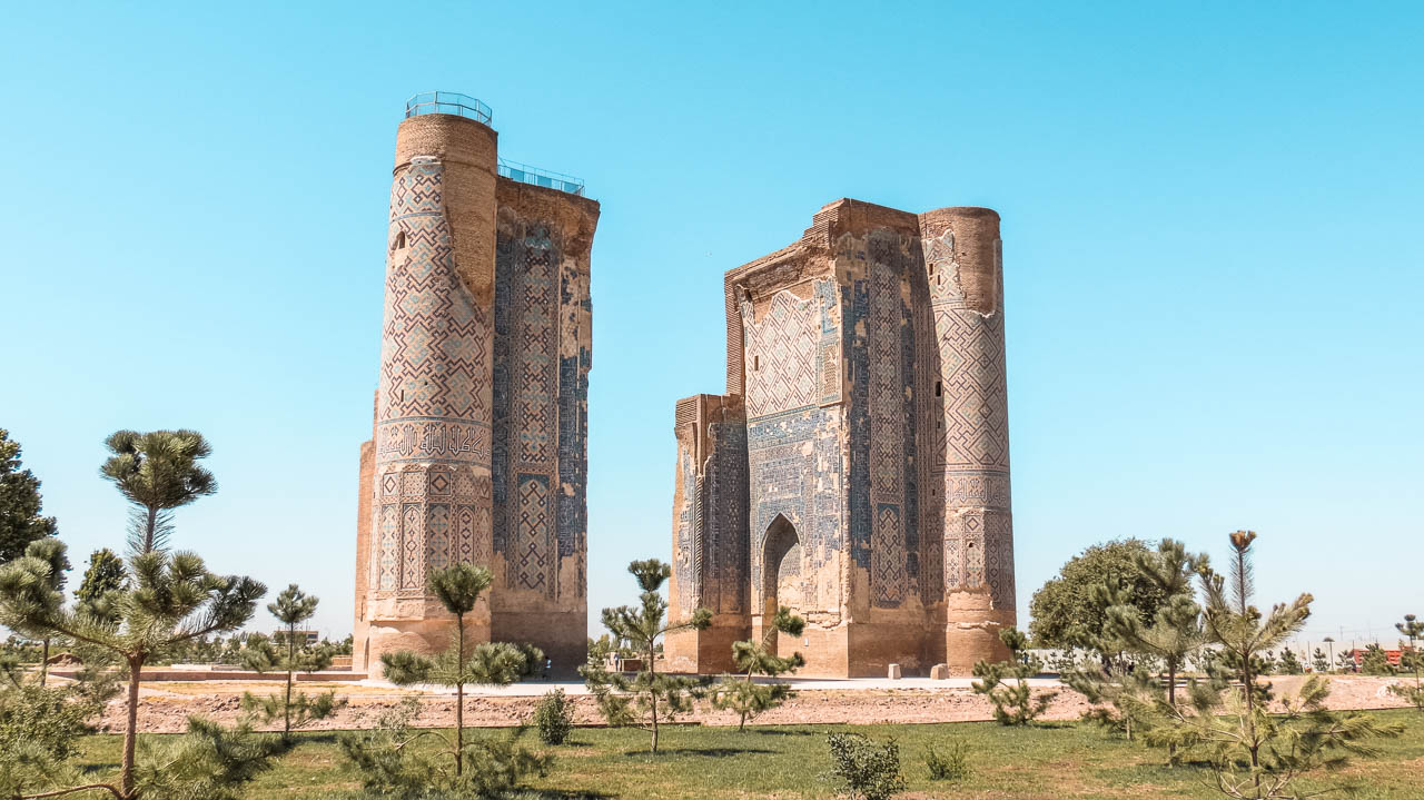 The Ak-Saray Palace is one of the main sights to see in Shahrisabz. The photo shows what remains of the palace: its large entrance gate. 